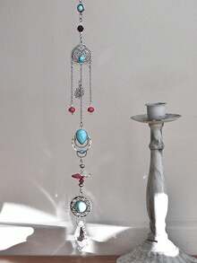 1pc Turquoise Crystal Suncatcher, Shiny Rainbow Maker, Hanging Window Prism, Home Decor, Party Decoration - 1pc - View 3