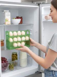 Egg Storage Box, Egg Holder, Egg Organizer, Kitchen Refrigerator Egg Rack, Space-Saving Design, Suitable For Kitchen Countertop, Cabinet, Refrigerator Side Door, Kitchen Storage Box And Cabinet, Kitchen Accessories, Refrigerator Storage Box, Snack Box, Spice Jar, Eggs, Fruits - Multicolor - View 7