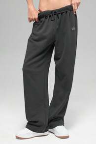 Alo Yoga Accolade Straight Leg Sweatpant Unisex Black Oversized Look U5012rg - 深灰色 - 查看 4