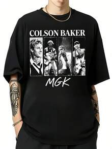 Colson Baker MGK Vintage Foto Collage Rock Hip Hop Baumwoll-T-Shirt Geschenk für Fan Machine Guns Kelly - Schwarz - Übersicht 1
