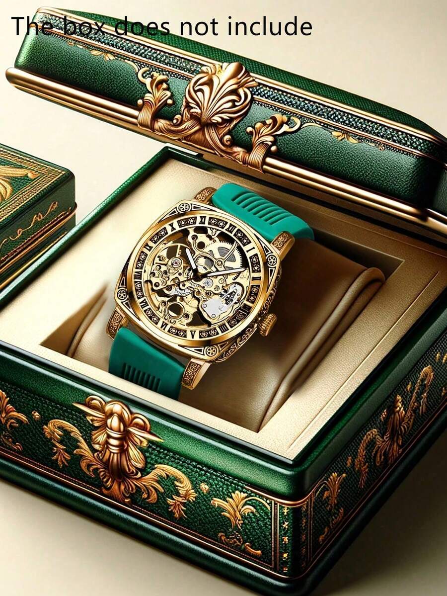 GUANQIN 1 chiếc đồng hồ nam cao cấp, thiết kế rỗng, chạm khắc tinh tế, kiểu dáng cổ điển, có dạ quang, thích hợp cho Lễ Phục Sinh, Halloween, Giáng Sinh, Ngày của Cha, Sinh Nhật, Mùa tựu trường, Học Sinh, Ngày Lễ Tình Nhân, Hẹn Hò, Công Sở, Đeo Hàng Ngày, Quà Tặng, Lễ Hội Âm Nhạc, Mùa Cưới - xanh quân đội - Xem 1