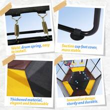 54 Inch Trampoline For Kids With Enclosure, Indoor & Outdoor Toddler Trampoline With Adjustable Gymnastics Bar , Ring ,Basketball Hoop , Boxing Bag And Ocean Ball ,Toys For Age 1-8 Years - 黃色 - 查看 3