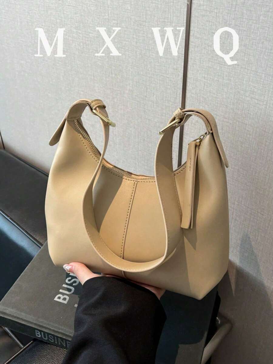 小眾設計紋理PU純色時尚極簡百搭柔軟面料女款迷你腋下肩背包手提包