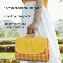 Tapete de Piquenique Impermeável 2x2m Dobrável Portátil com Bolsa - A - Visão 7