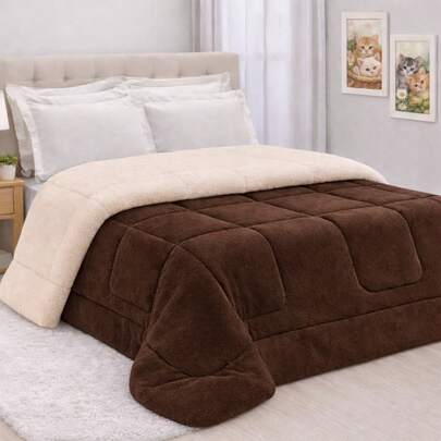 Coberdrom Edredom Sherpa com Manta Cobertor Queen Grosso 2,40m x 2,20m