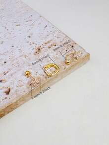 3pcs/Set Pendientes de botón con flor de CZ en forma de U para mujer, pendientes de botón redondos pequeños chapados en oro de 14K, pendientes de cartílago vintage para niñas, adecuados para fiestas, vacaciones, uso diario, regalo de joyería - Oro-1 - Ver 3
