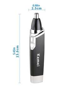 Kemei KM-6512 Portable Electric Nose & Ear Hair Trimmer For Men, Dual Speed Adjustment Nose Hair Cleaner & Trimmer, Battery Powered (1pc) - Black - View 8