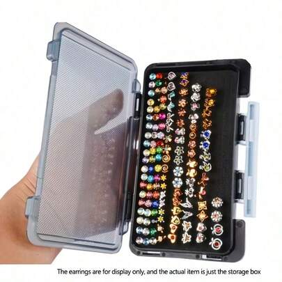1Pc Portable Earring Organizer Travel Jewelry Box Ear Cuffs, Earrings, And Necklace Case Essential Travel Companion