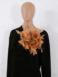 1 Stück modische & elegante handgefertigte Feder Brosche Haarspange, farbenfroher Oversized Blumen Dekor als Accessoire für Frauenkleidung - Federblume - Übersicht 26