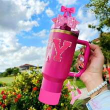 Accessories Set For Stanley Cup 30oz 40oz Tumbler With Handle, Including Bow Straw Topper Cover Cap, Straw Bow Decorate, Boot, Spill Proof Stopper, Handle Charm, Letter Sticker, 7PCS (Y) - Y - Xem 4