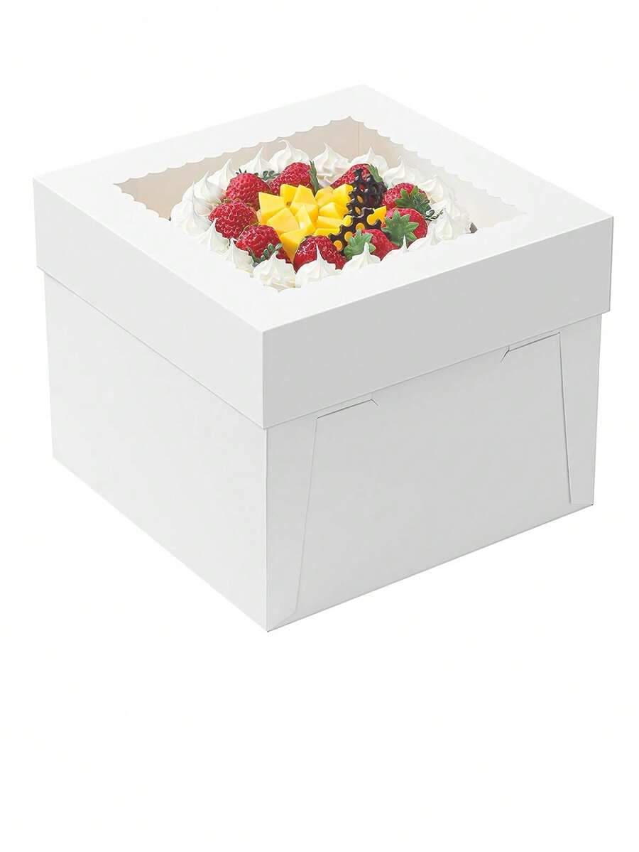 1个/2个装大号蛋糕盒 白色面包盒 带窗口 蛋糕盒 带盖 适用于蛋糕、甜甜圈、派、饼干 婚礼 生日派对 生日蛋糕盒 - 查看 1