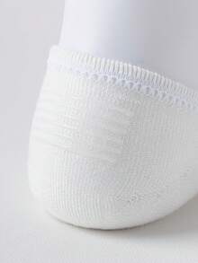 1/5双随机女士白色卡通动物、蝴蝶结、花朵图案硅胶防滑透气吸汗休闲浅口隐形船袜 - 彩色 - 查看 7