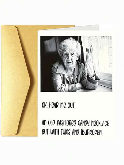 1 Fun And Humorous Birthday Card, "Funny Tums&Ibuprofen Candy Neck Card" - A Joyful Gift For Anyone
