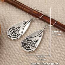 1 Pair Teardrop Earrings, Exuding Primitive Art Vibe, Suitable For Cultural Art Events, Gatherings With Friends, Also A Great Collectible - Silver - View 6