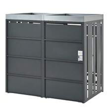 Container Storage Unit, With Lock, Two Doors, Plant Area, Door Panel With Vertical Wood Grain, Hollow Diamond-Shaped Base. - 灰色 - 查看 11