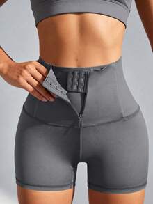 NcmRyu 1 Stück Damen High Waist Shorts mit verstellbarem Kordelzug und elastischem Bund, Sportshorts - Grau - Übersicht 7