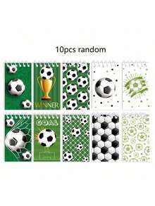 10本卡通足球口袋记事本、便签本、笔记本、日记本、计划本、周计划本，学生和办公用卡通文具，返校礼物 - 彩色 - 查看 9