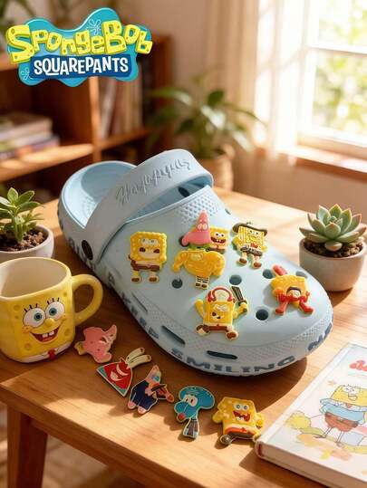 SpongeBob SquarePants 10/20pcs SquarePants , Octopus Man Tentacle, Sandy Cheeks, Eugene H. Krabs, Gary Character Cartoon Luminous Shoe Buckle, VC Soft Rubber Shoe Buckle DIY Shoe Accessories, Random Color And Style, Suitable For Sports Shoes, Canvas Shoes, Basketball Shoes, Training Shoes, Running Shoes, Hole Shoe Decoration, Unisex, Birthday Party Gifts, School Season Gifts, Suitable For Clog Shoe Decoration