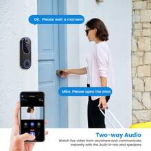 2K Smart Video Doorbell Camera, Infrared Night Vision, Smart Motion Detection, Two-Way Audio, Real-Time Viewing, Battery-Powered - 查看 5