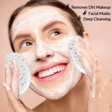 1pc 100% Natural Compressed Facial Sponge, Suitable For Gentle Exfoliation, Face Mask Application, SPA Makeup Sponge, Dual Use At Home And Travel - Multicolor - View 3