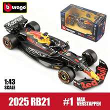 Burago Red Bull Model mobil balap F1 skala 1:43 Bragos SF25/AMR25/W16 dari paduan logam presisi, dan model skala 1:64 RB21 #1 Verstappen, SF25 #44 Hamilton, MCL39 #4 Norris. - MultiWarna - View 49