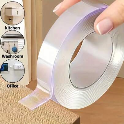 Clear Nano Double Sided Tape, 3M Washable & Reusable Adhesive Tape, Heavy Duty Transparent Acrylic Mounting Tape, Removable No Residue Sticky Tape For Home Decor, Wall Hanging, Kitchen Organization, Office Supplies, Bathroom Accessories, Picture Frames, Carpet & Rug Gripper, Waterproof & Temperature Resistant, Easy To Cut & Apply