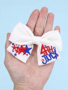 Set de 2 pinzas para el cabello con moños de tela roja, blanca y azul para el 4 de julio y el Día de los Caídos, con accesorios para el cabello bordados con estrellas, regalos para niñas, maestras y fiestas del Día de la Independencia de Estados Unidos - Multicolor - Ver 5