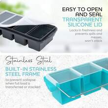 Freezer Tray With Lid-Soup Freezer Container Molds-Large Ice Cube Tray Set Makes 1-Cup & 2-Cup Portions Cubes Perfect For Preparing Meals In Different Portion Sizes Oven & Dishwasher - - Gray - 查看 6