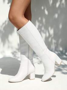 Botas para dama Tacón bajo Clásicas Formales - Blanco - Ver 4
