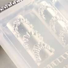 3D荷葉邊蕾絲緞帶蝴蝶結美甲矽膠模具，可重複使用透明矽膠模板，適用於DIY壓克力UV凝膠樹脂美甲裝飾，多尺寸流蘇邊蝴蝶結美甲雕刻工具，適合美甲沙龍與居家DIY美甲裝飾 - 無色 - 查看 7