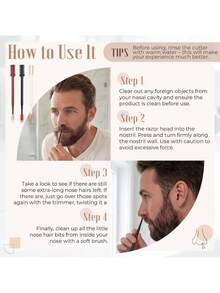 Bộ 3 chiếc máy tỉa lông mũi 2 trong 1 thiết kế nâng cấp, hai mặt, cầm tay xoay 360°, kèm bàn chải mềm để làm sạch, dùng được cho cả nam và nữ. - A - Xem 5