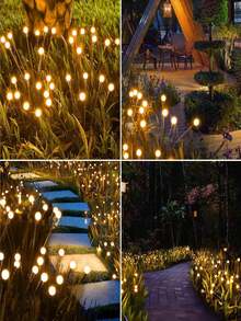 Luces de jardín solares oscilantes con diseño de luciérnagas, luces LED de paisaje para exteriores IP65 a prueba de agua con tallo flexible y diseño oscilante, grandes luces de estaca oscilantes con encendido/apagado automático, adecuadas para el patio, el jardín, el camino, la decoración navideña - Luces solares para jardín - Ver 9