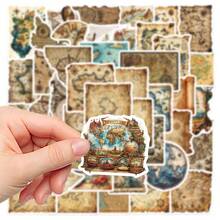 50 pezzi Adesivi vintage con mappa del mondo, adesivi vintage adatti per borracce, laptop, skateboard, chitarre, frigoriferi, bagagli, scrivanie, pareti, album di ritagli, custodie per telefono, forniture scolastiche, decorazioni per la casa, rientro a scuola, regali per feste, regali di compleanno - 50 pezzi/set - Visualizzare 3