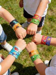 12pcs Kids Dinosaur Slap Bracelets, Children's Party Decorations, Birthday Party Favors - Multicolor - View 3