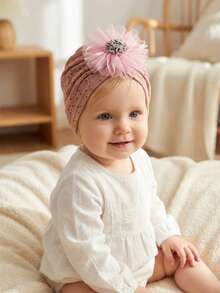 3pcs Baby Mesh Flower Hat Set, Hollow Textured Infant Fontanel Cap, Cute Girl Headwear, Maternity & Baby Accessories, Suitable For All Seasons - Multicolor - View 5