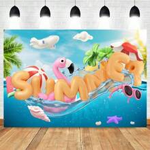 Summer Pool Party Photography Backdrop Swimming Ring Beach Summer Party Kids Adult Birthday Party Holiday Photo Background - 款式E - 查看 11