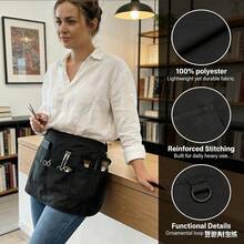 1 pieza Delantal de herramientas para la cintura, delantal de camarera/mesera con múltiples bolsillos, correa ajustable para la cintura, adecuado para camareros y estilistas - Multicolor - Ver 6