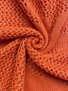 Áo khoác ngoài dáng ngắn tay dài, chất liệu jacquard họa tiết hoa dệt nổi, kiểu dáng gợi cảm, khoét lỗ, xuyên thấu, dành cho nữ, thích hợp cho kỳ nghỉ biển/hè, lễ hội âm nhạc, màu cam. - trái cam - Xem 6