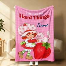 S-Strawberry Pink Shortcake Personalized Flannel Throw Blanket Custom Name Text - Ultra Soft Cozy Warm Plush Lightweight Flannel Blanket For Bed Couch Sofa Living Room Dorm Room Home Decor - Birthday Valentine's Day Christmas Anniversary Housewarming Gift For Women Her Girlfriend Sister Best Friend Fans Strawberry Lovers | Mother's Day Graduation Season | Motivational Gift Idea - Phong cách-12 - Xem 12