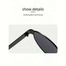 2pcs Metal Frame Oval Retro Fashion Glasses, Fashionable Design For Women, Suitable For Everyday Wear, Traveling & Beach Preppy Style For Back To School Travel Preppy Style For Back To School Plain PC Rimless - Black - View 3
