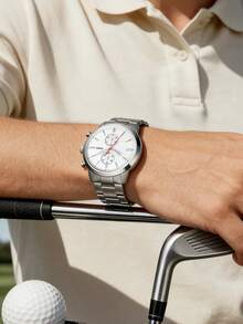 Fossil Townsman FS5346 男士银色表盘计时码表不锈钢石英表 - 白色 - 查看 2