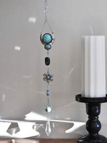 1pc Turquoise Crystal Suncatcher, Shiny Rainbow Maker, Hanging Window Prism, Home Decor, Party Decoration - 1pc - View 4