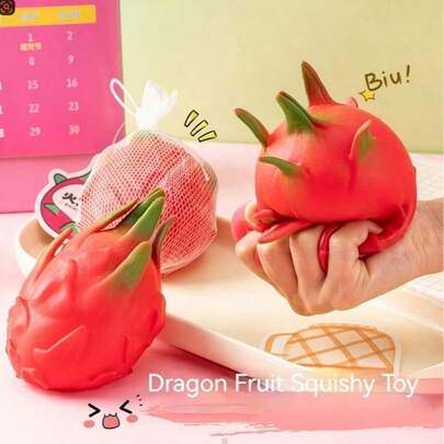 1pc Pitaya Squishy Toy, Realistic Dragonfruit Squeeze Toy, Creative Toy For Teens And Adults, Stress Relief Fidget Toy, Suitable For Emotion Regulation, Office Desk Toy, Birthday/Holiday Gift