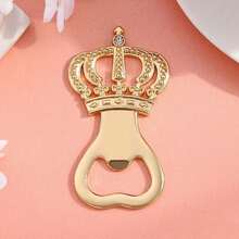 1个皇冠造型开瓶器，婚礼纪念小礼物 - 金色 - 查看 3