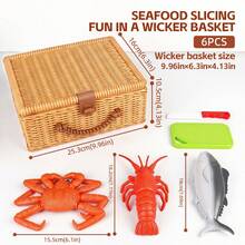 3D Fruit Cutting Toy Kitchen Playset, Includes Fruit, Fish, Lobster, Crab, Chicken, Simulated Cooking Utensils, Roleplay Toy For Early Childhood Development, Educational Puzzle Toy, Christmas Gift For Boys And Girls - Multicolor - View 13