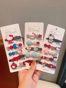5 chiếc kẹp tóc hình mèo hoạt hình đính đá SANRIO KT, kẹp tóc hình giọt nước dễ thương, kẹp tóc mái đa năng - Nhiều màu - Xem 3