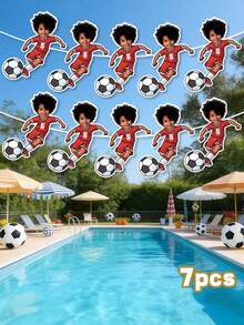 7/14/21pcs Custom Photo Soccer Player Garland – Personalized Kids Soccer Face Banner With Custom Photo & Jersey Color | Fun Sports, Back To School - Multicolor - View 16