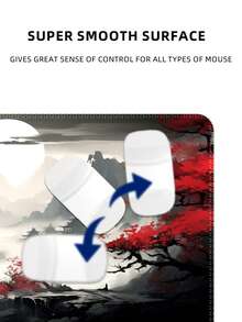 长款游戏鼠标垫，加长动画大号桌垫，带防滑底座，全尺寸键盘垫，缝边设计，适用于游戏和办公（风景画动画复古款） - 查看 9