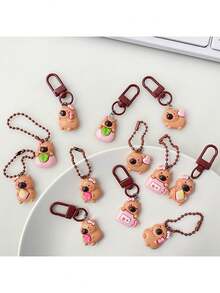 1/10/20pcs-Cute Capybara Keychain - Kawaii Animal-Themed Charm, Kids' Backpack Accessory, Graduation Party Favor, Birthday & Baby Shower Gift - Multicolor - View 7