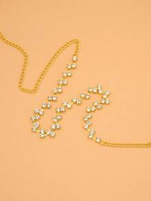1pc New Luxury Minimalist Necklace For Women, Rhinestone Decor Delicate Choker Necklace, Versatile Fashion Accessory - Gold - View 4